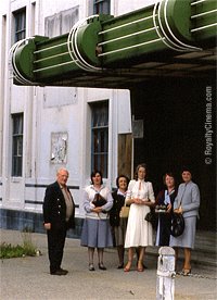 Outside the Royalty cinema on 14 July 1982, before screening the documentary for the staff